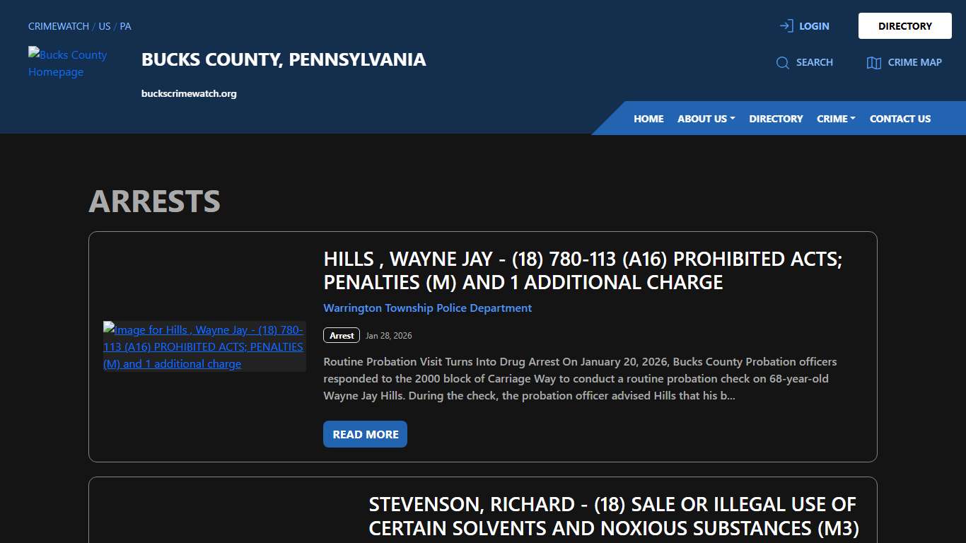 Arrests for Bucks County, Pennsylvania CRIMEWATCH