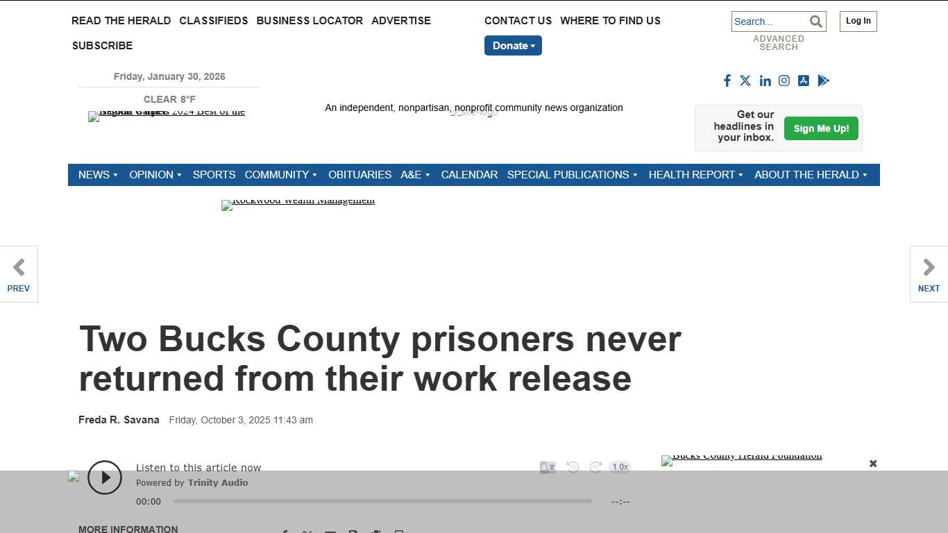 Two Bucks County prisoners never returned from their work release News buckscountyherald.com